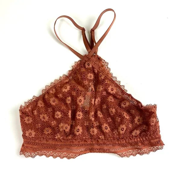 Victoria's Secret Lace Halter Bralette Women's Size XS Rust - Picture 1 of 4